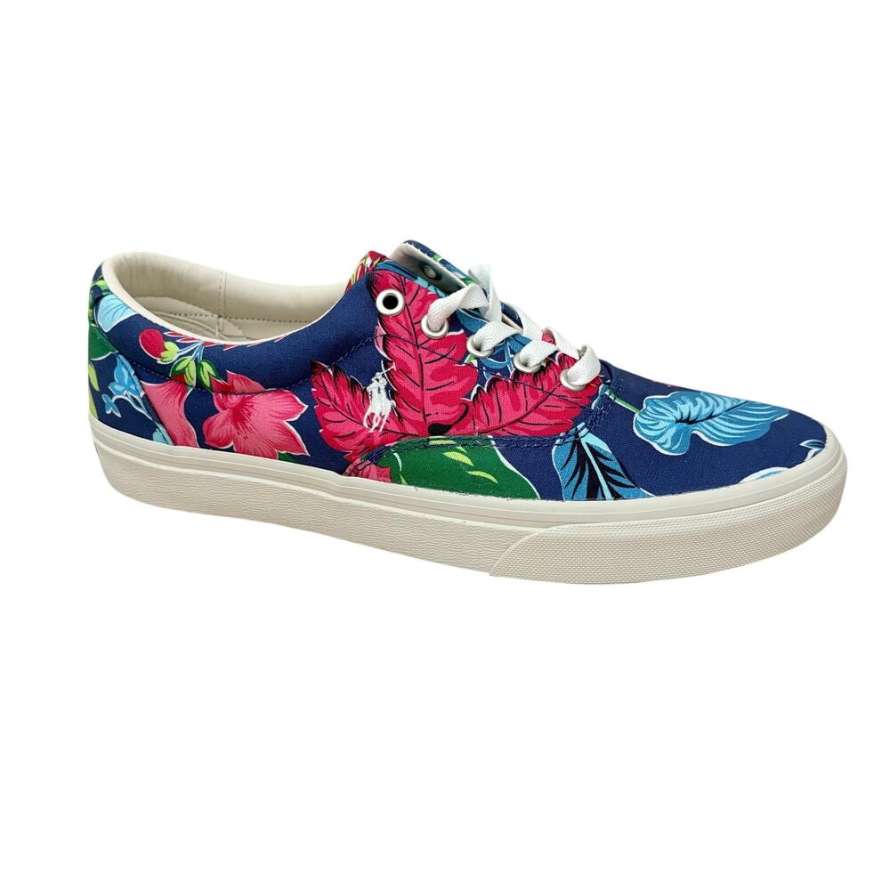 Polo Ralph Lauren Men’s 9.5 Keaton Pony Tropical Floral Canvas Sneakers New